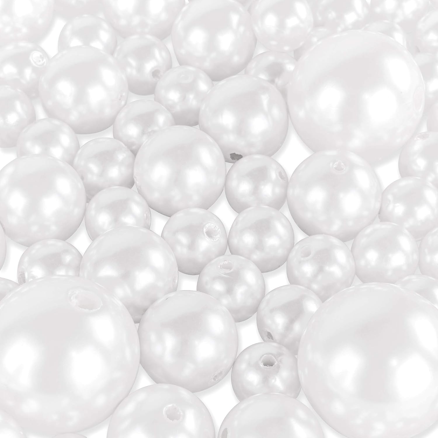 Vase Fillers - Elegant Glossy Polished Pearl Beads for Vase Fillers, DIY Jewelry Necklaces, Table Scatter, Wedding, Birthday Party Home Decoration, Event Supplies (8 Ounce Pack, 70 Pieces) (White)