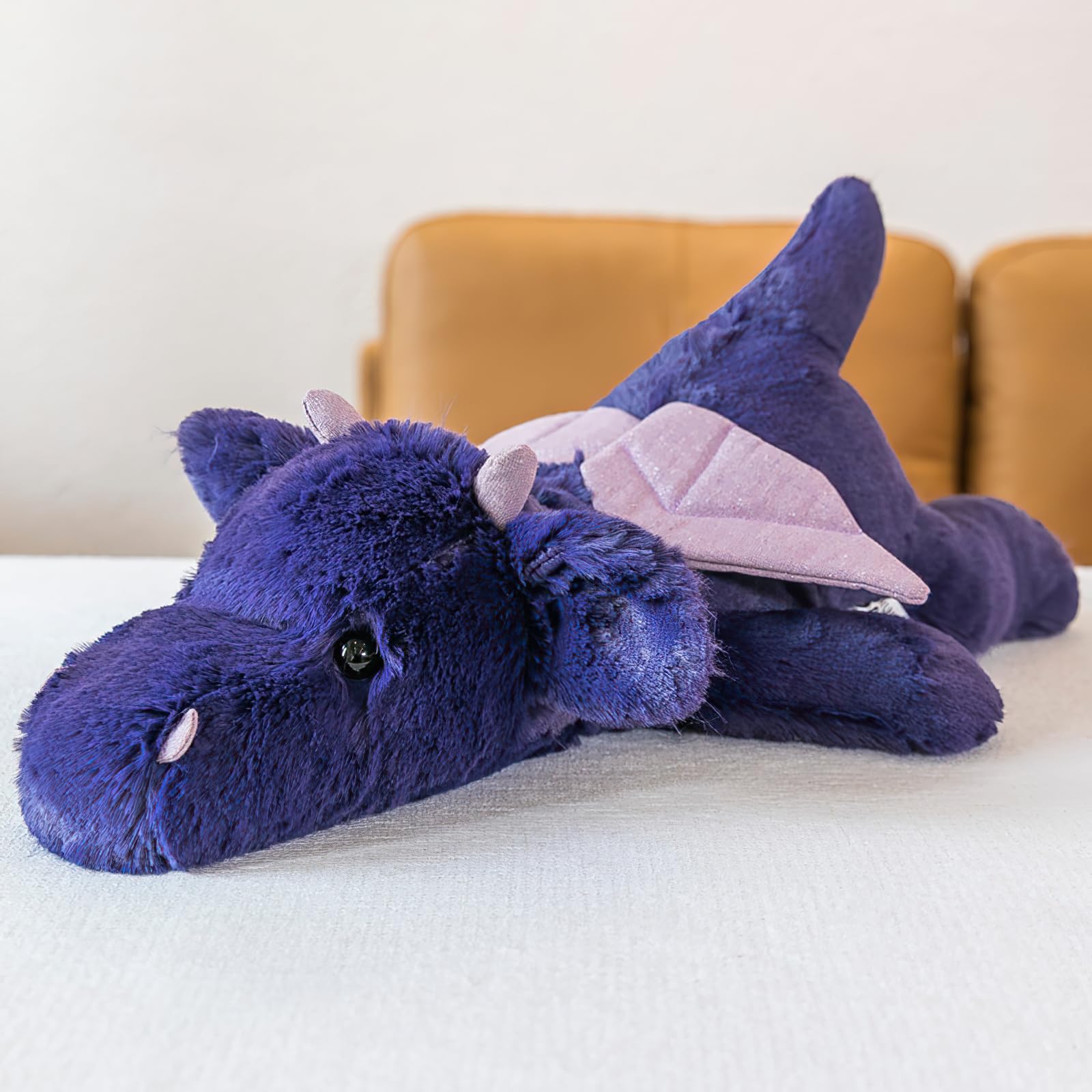 Photo 1 of Gisqis 2.2Pounds Dragon Stuffed Animal 20.5" Weighted Stuffed Animals Soft Dragon Plush Giant Purple Dragon Plush Toy Weighted Stuffy Plushies Sleeping Pillow for Kids Baby Birthday Gifts