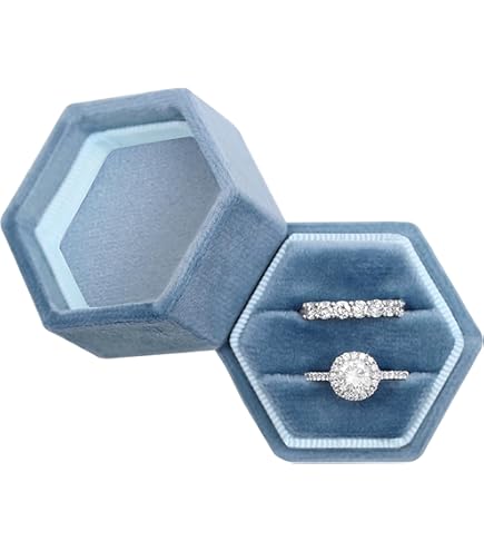 BLUTETE Boîte à Bijoux Hexagonale En Velours, 3 Emplacements