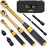 1/4 3/8 1/2-inch Drive Click Torque Wrench, 8Pcs Torque Wrench Set 10-230in.lb, 5-50ft.lb, 10-180ft.lb with Adapters, &plusmn;3% Accuracy, 72-Tooth Dual Scale Torque Wrenches for Bike, Moto, Car Repair