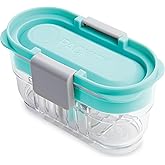 PackIt Mod Mini Bento Food Storage Container, Mint, Shatterproof Crystal Clear Base, with Leak-resistant Divider and Lid, Microwavable, Dishwasher Safe, Designed for Snacks On the Go, 1 Cup Capacity