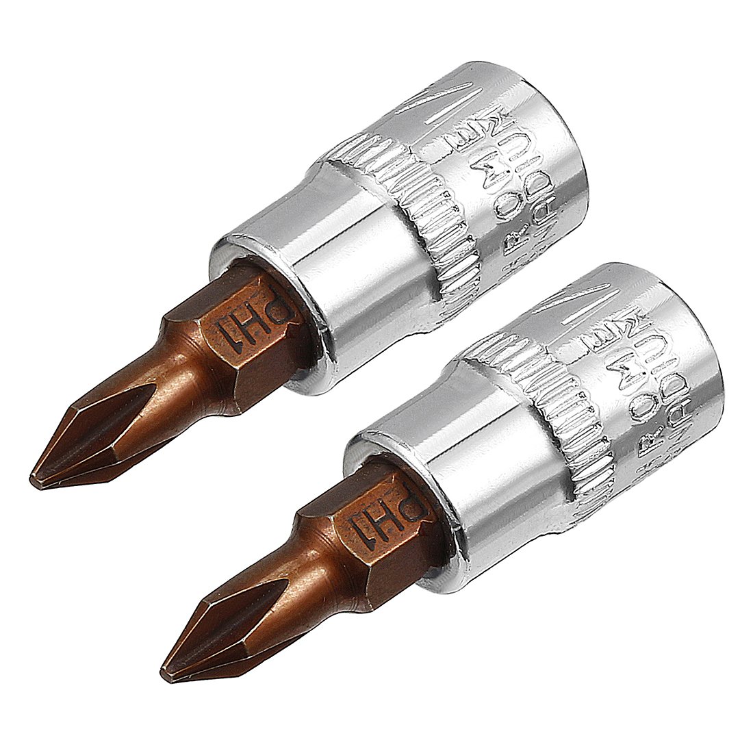 Sourcingmap 2pcs 1/4" Drive x PH1 Phillips Bit Socket, S2 Steel Bits CR-V Sockets 1.5" Length Use with Ratchet Wrench, Slide Bar, Extension Rod