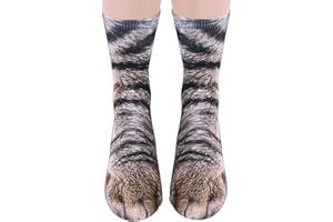 TIARONICS Animal Paws Socks - Funny 3D Animal Socks Crazy Cat Tiger Dog Paw Crew Socks Novelty Socks Gag Gifts