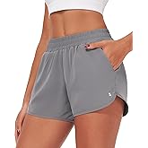Stelle Womens 3" Running Shorts Mesh Liner High Waisted Workout Shorts Quick Dry Dolphin Athletic Shorts with Pockets