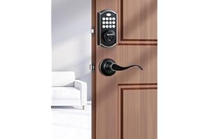 ELAMOR M19 Keyless Entry Door Lock with 2 Lever Handles, Auto Lock, 50 User Codes, Easy-to-Install Smart Door Lock for Front Door, Waterproof Security Handle Set, Home/Hotel Use, ‎Oil Rubbed Bronze