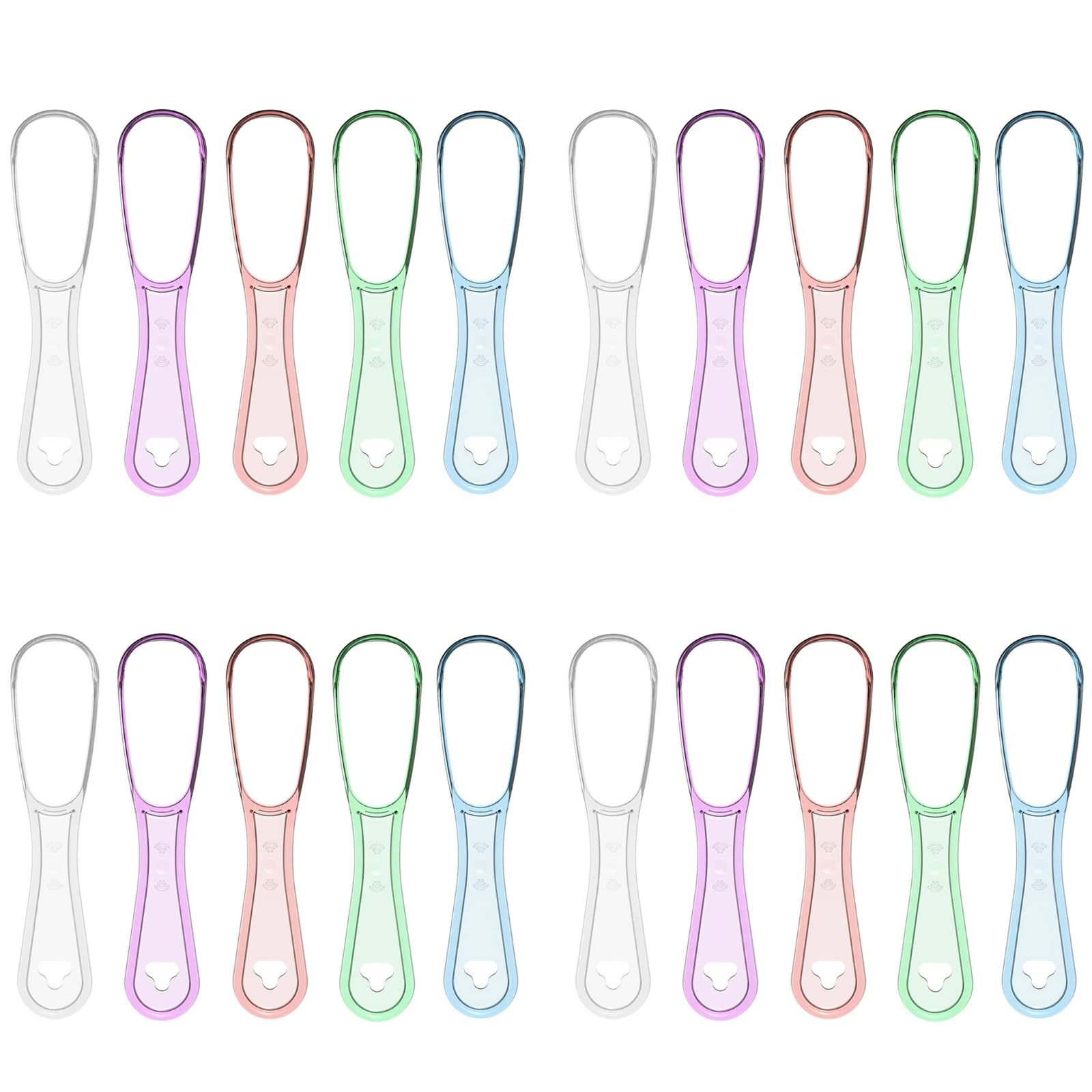 Eowppue 20 Pack Tongue Scraper,stainless Steel Tongue Cleaners,Tongue Scraper for Adults and Kids Oral Cleaning Care for Hygiene Reduce Bad Breath and Fresh Breath(5 Colors)