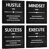 Halioyo Motivational Wall Decor Inspirational Office Quotes for Living Room Bedroom Canvas Posters Painting 4 Pieces Modern Wall Art Home Office Decor 12”X12”X4