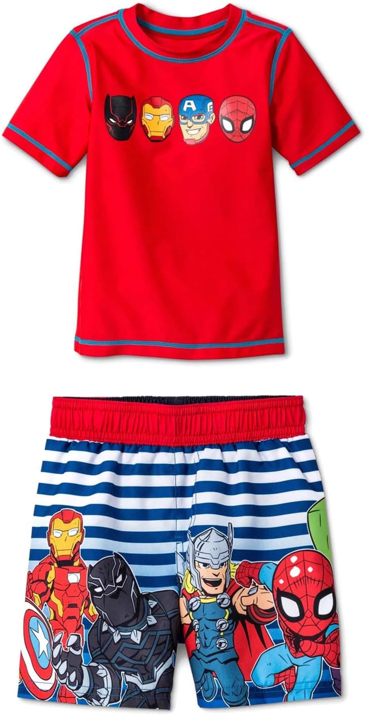 Avengers Boys Swim Trunks and Rash Guard Set (Toddler/Little Kid/Big Kid) UPF 50+ Sun Protection (4T)