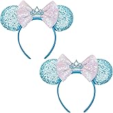 FANYITY Mouse Costume Ears,2 Pcs Mouse Ears Headbands for Girls & Women Party,Size Free (Blue Crown 2)