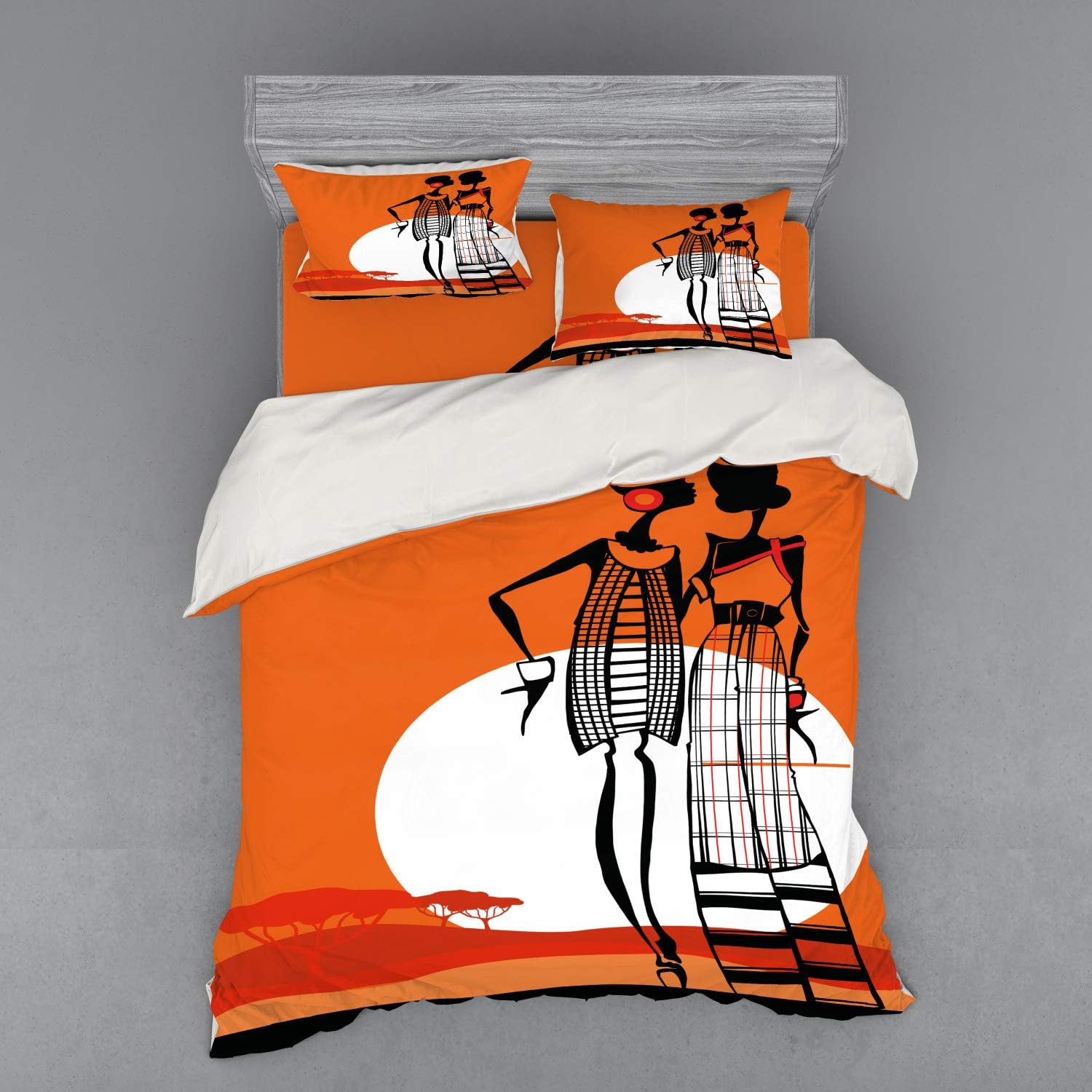 Ambesonne African Bedding Set, Desert Sunset Scenery Women