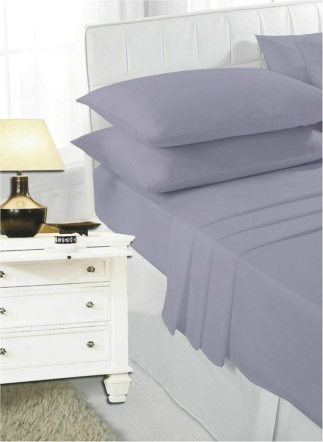 HOME ACE Non Iron Percale 4FT Small Double Fitted Sheet Grey