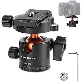 K&amp;F CONCEPT Professional 28mm Metal Tripod Ball Head 360 Degree Rotating Panoramic with 1/4 inch Quick Release Plate Bubble Level for Tripod Monopod Slider Camera Camcorder up to 22 pounds