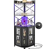 Aheaplus Corner Bar Cabinet with Power