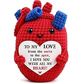 Mini Valentines Day Gifts for Him Her Couple Valentine’s Day To My Love Handmade Crochet Anatomical Heart Love Gift for Women Men Boyfriend Girlfriend Husband Wife Anniversary Valentines Birthday