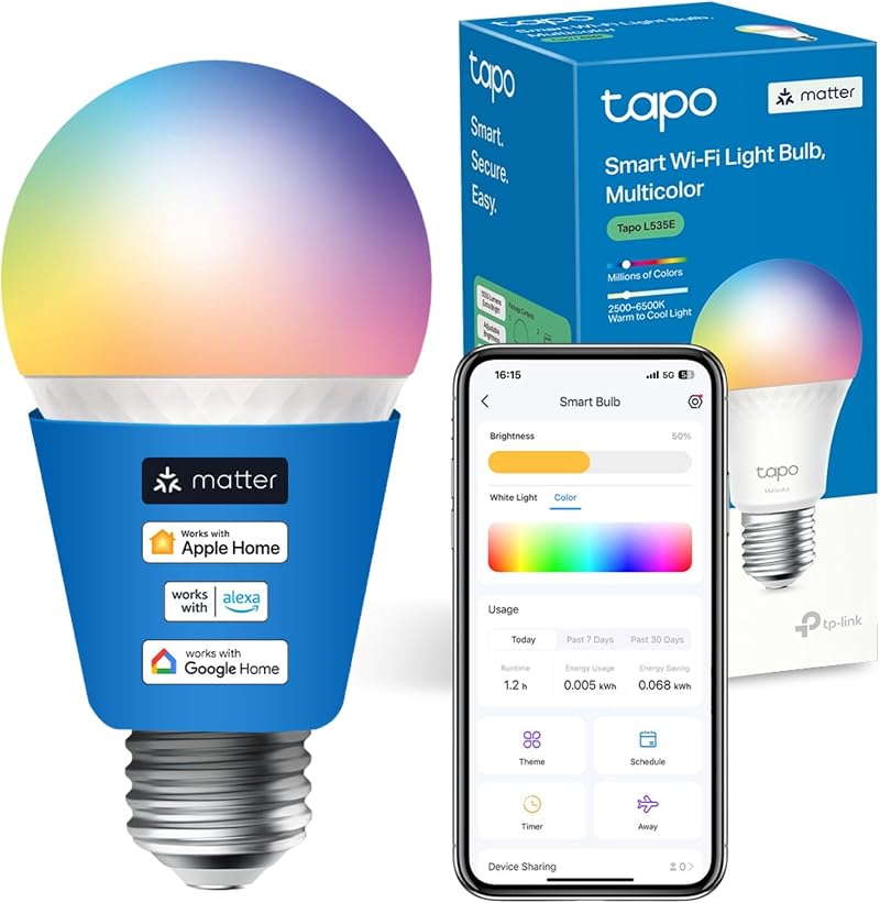 Tapo L535E E27 Smart Bulb Multicolor 1055 Lumens Matter Certified 8.6W