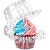 LotFancy Individual Cupcake Containers, 100 Pcs Plastic Clear Cupcake Boxes, Disposable Single Cupcake Holders with Dome Lid,