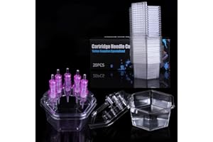 HOINCO 20PCS Hive Cups Disposable Tattoo Cartridge Cup Holder Hexagonal, Transparent Plastic Tattoo Cartridge Tattoo One Piece Needle Placement Rack Cleaning Cup Tattoo Supplies