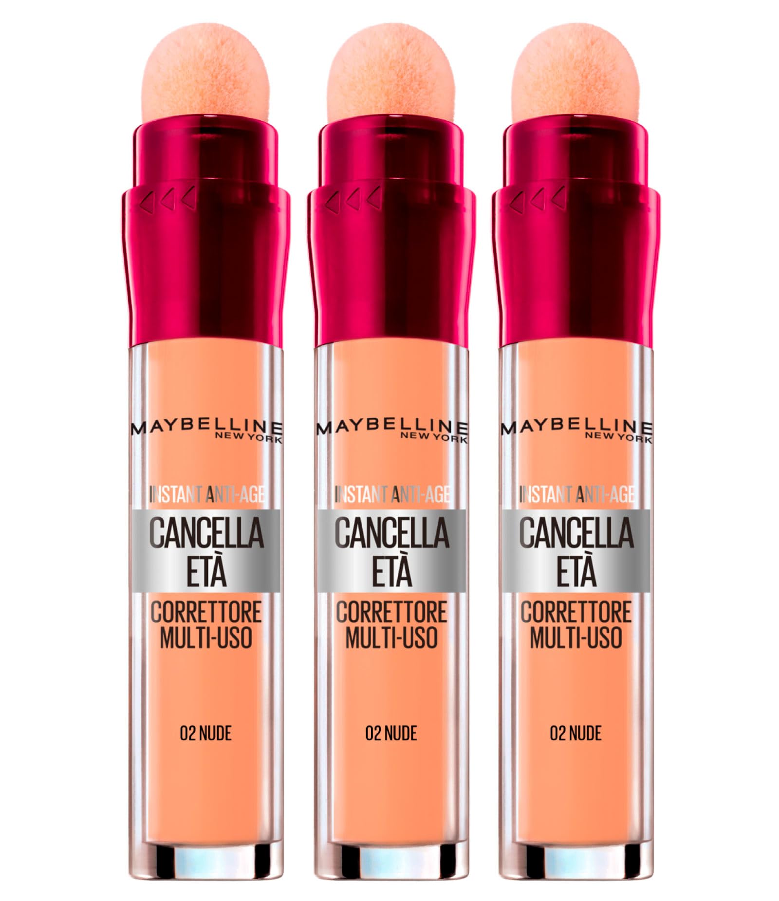 3x Maybelline New York Erase Age Multipurpose Liquid Concealer Color 02 Nude - 3 Concealers