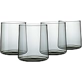 Joseph Sedgh Collection Smokey Grey Glass Tumbler Set of 4 – 16.5 oz Borosilicate Glassware – Durable, Lead-Free, Dishwasher Safe – Modern Grey Drinking Glasses for Home