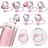 7 Pcs 0.4in Diameter Silicone Straw Covers, Cute Cartoon Straw Toppers for Stanley 40 Oz Tumbler, Dust-Proof Reusable Tips Lids and Cup Lid Accessories