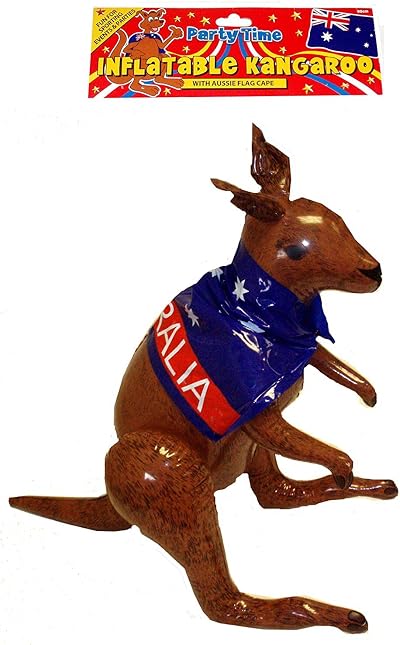 PARTYRama Inflatable Kangaroo 65cm with Aussie Flag Cape for Parties Sports