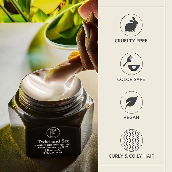 TPH BY TARAJI TWIST AND SET TWISTING CREME & DEFINING CURL CREAM FOR CURLY & COILY HAIR WITH SHEA BUTTER, MANGO SEED BUTTER, & PEQUI OIL | SULFATE FREE & COLOR SAFE | FOR WOMEN & MEN, 8.45 FL. OZ