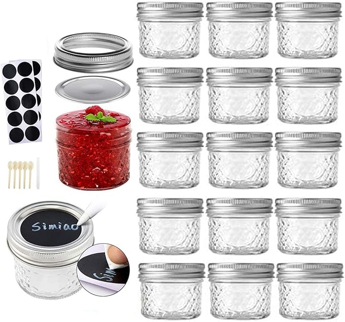 4 oz Glass Jars with Lids and Bands,Small Canning Jars for Caviar,Herb