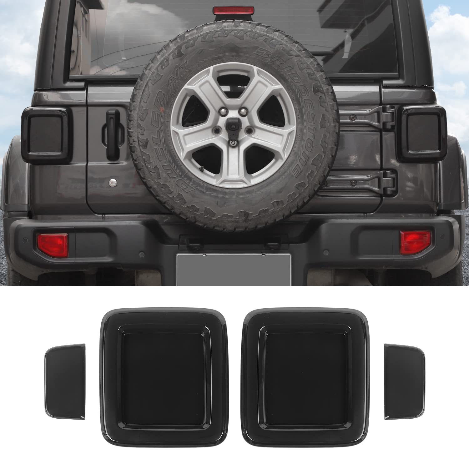 Photo 1 of RAZPOY JL Tail Light Lamp Covers, Smoked Rear Light Guards Compatible with Jeep Wrangler JL 2018-2025 (Fit for Halogen Lamp Version)