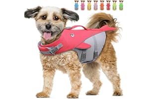 VIVAGLORY Cute Dog Life Vest, Swimming Vest with Handle, Ripstop & Buoyancy for Doggy Puppy, Dog Life Jacket for Swimming & Boating, S, Bright Pink