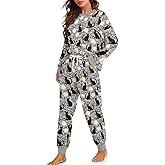 ORGYPET Halloween Pajamas Women Matching Sets 2 Piece Outfits Fall Pjs Drawstring Pajama Crewneck Loungewear Home Pj