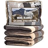 Natural Alpaca & Sheep Wool Blanket – Twin Size – Heavyweight Warmth, Thick, Breathable, Natural Texture & Scent, 63 x 84 Inches, 4.2 lbs – Made in Peru