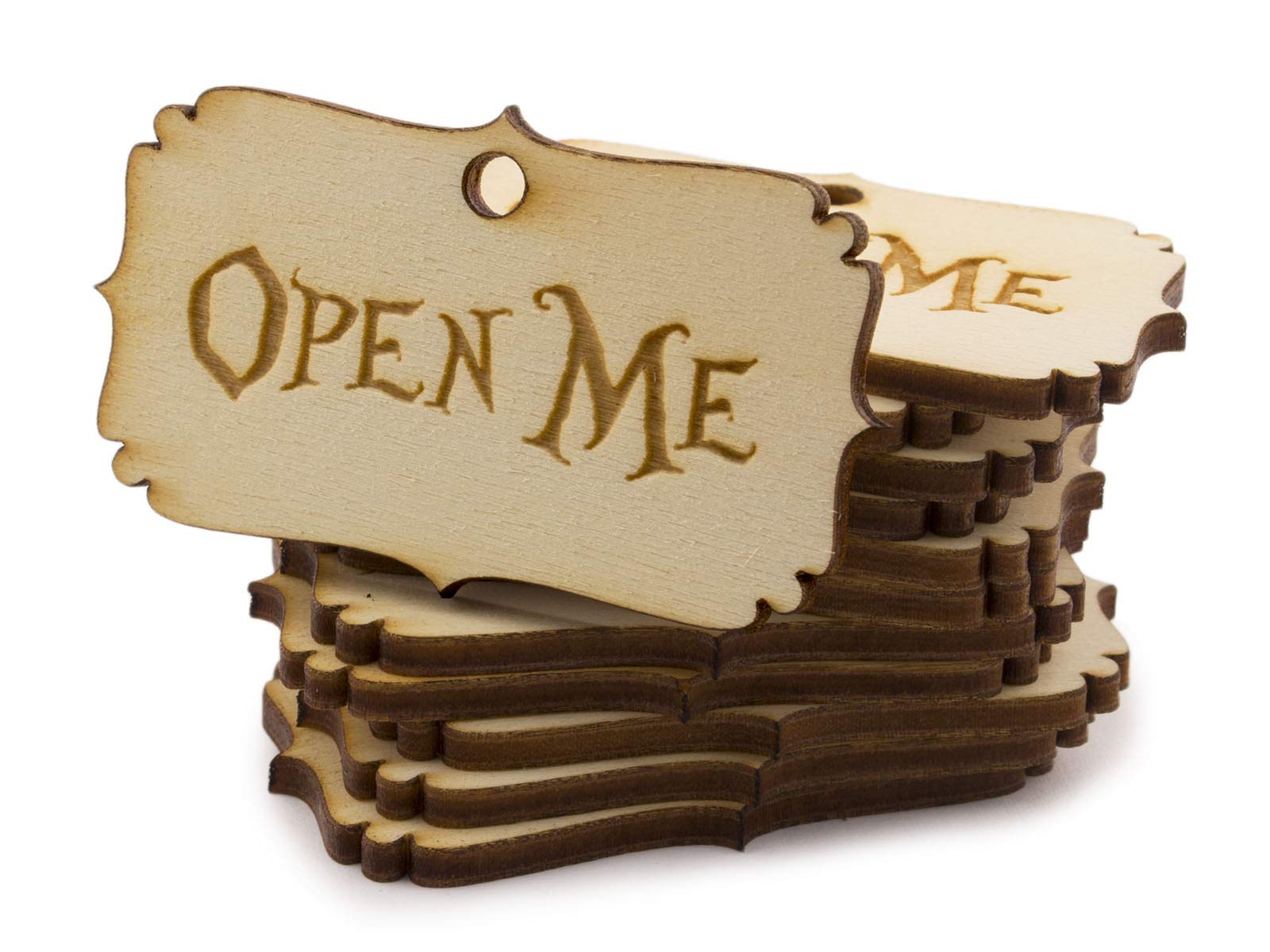 Summer-Ray 50pcs Alice in The Wonderland Wooden Party Favour Tags (Open Me)