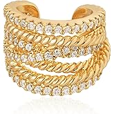 LADYGD Ear Cuff Earrings for Women 14K Gold Plated Cubic Zirconia Sparkling Trendy Huggie Ear Cuffs Non Piercing | Clip On Cartilage | Single