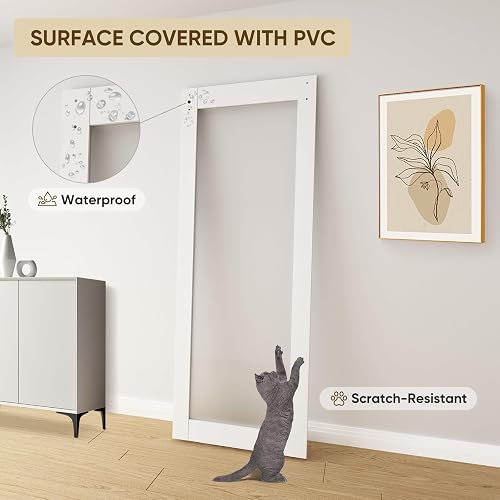36x84 Sliding Glass Barn Door With 6.6FT Hardware Kit – PVC Surface, Modern White By Yc-home