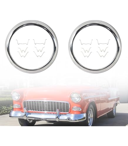 thumbnail image 2 of OER Authorized Headlight Bezel Set – 1947-1955 Chevy & GMC 1st Series Pickup Trucks – Stainless Steel, Made In Taiwan, Vintage Fit 2 of 2