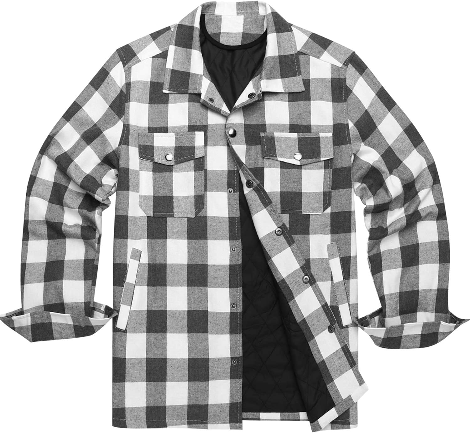 Produktbild von Beokeuioe Fleecejacke Herren Hemdjacke Für Männer Winterjacke Mit Kapuze Karierte Jacke Für Winter Flanellhemd Mit Fleecefutter Reißverschluss Holzfällerjacke Thermojacke Für Outdoor
