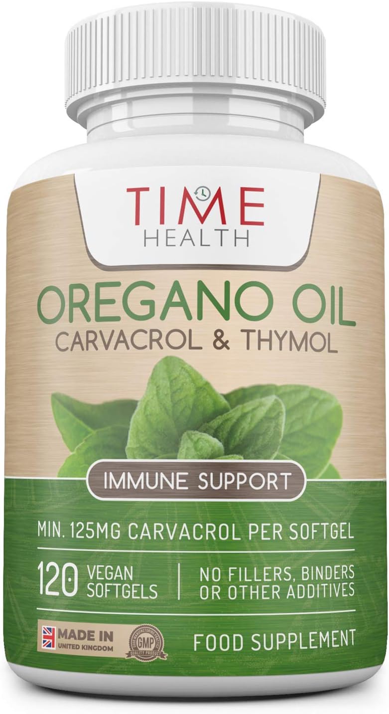 Oregano Oil, 120 Softgels, Vegan & Carrageenan-Free, 125mg Carvacrol per Softgel, Contains Thymol, UK Made