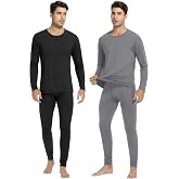 URATOT 2 Sets Men's Thermal Underwear Set Fleece Lined Thermal Underwear Soft Long Johns Top Bottom Set for Men Cold Winter