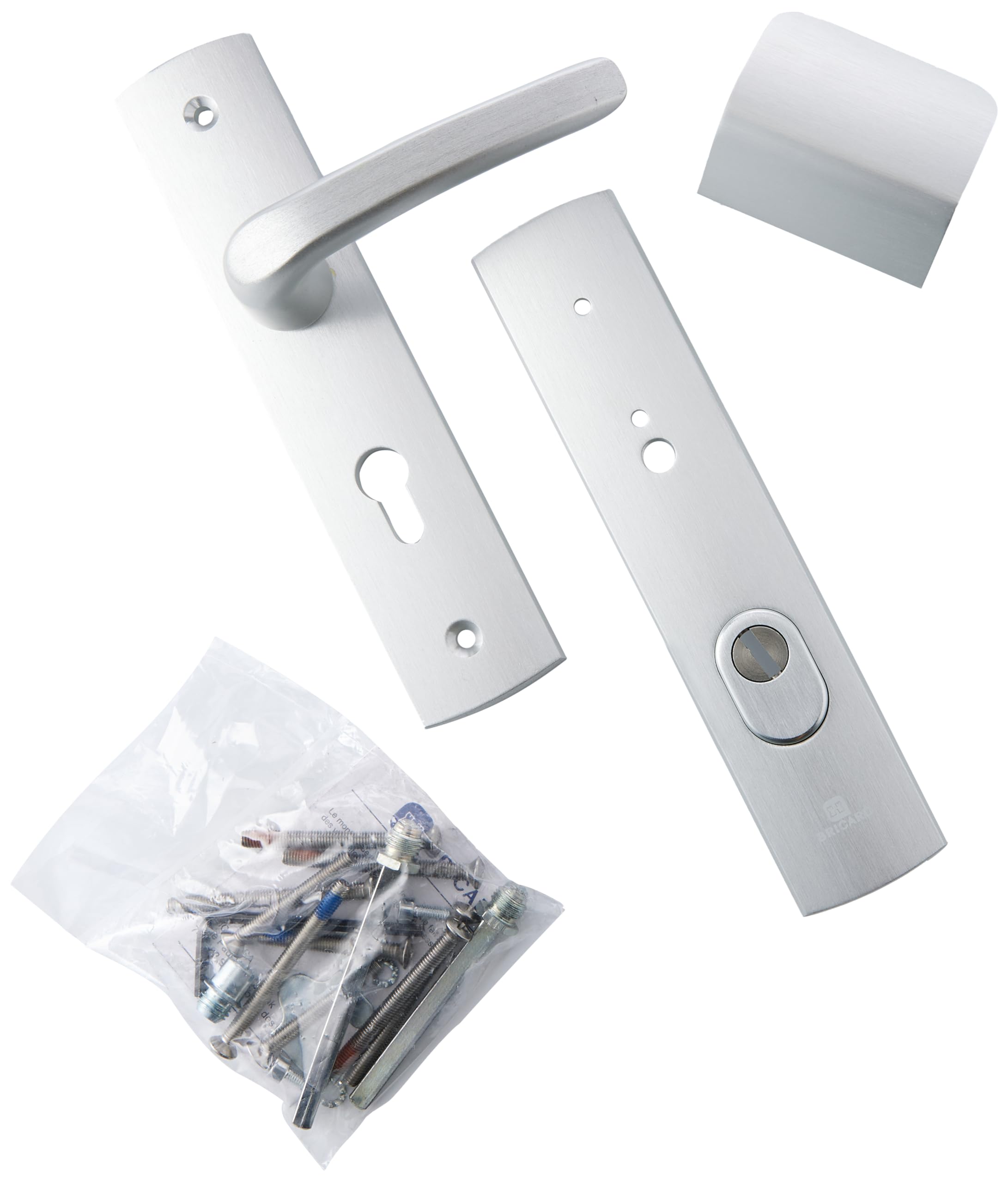 Bricard 9920071 Silver Shielded Handles Set on Sign, Stand and Spoiler for European Cylinder