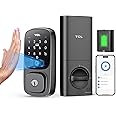 TCL D1 Pro Palm Vein Smart Lock, Keyless Entry Door Lock, Upgraded Rechargeable Battery, Front Door Smart deadboalt, App Remote Control, Auto-Lock, Waterproof, Works with Alexa