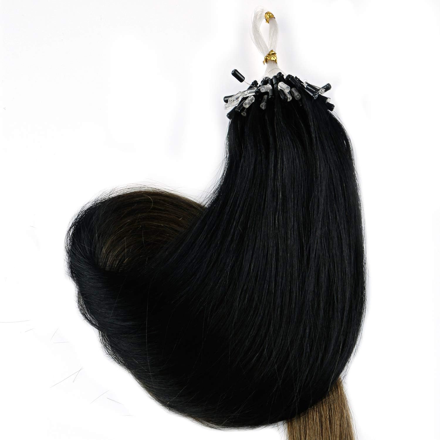 Vlasy 20'' Micro Ring /Micro Loop /Micro beads Hair Extensions 100% Human Fusion Straight Ombre Hair 25pcs/pack (T1-6#)
