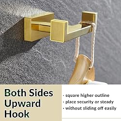 APLusee Double Robe Towel Hook Brushed Gold, 304