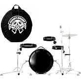 Traveler Series Complete Portable Drum Kit &ndash; 20x3.5 UFO Gong Bass Drum, 10x1.5 Tom, 10x1.5 Snare, 14x1.5 Floor Tom, Carbon Steel Shells, Built-in Low-Frequency Head + 3 Swivel Caster Mounts