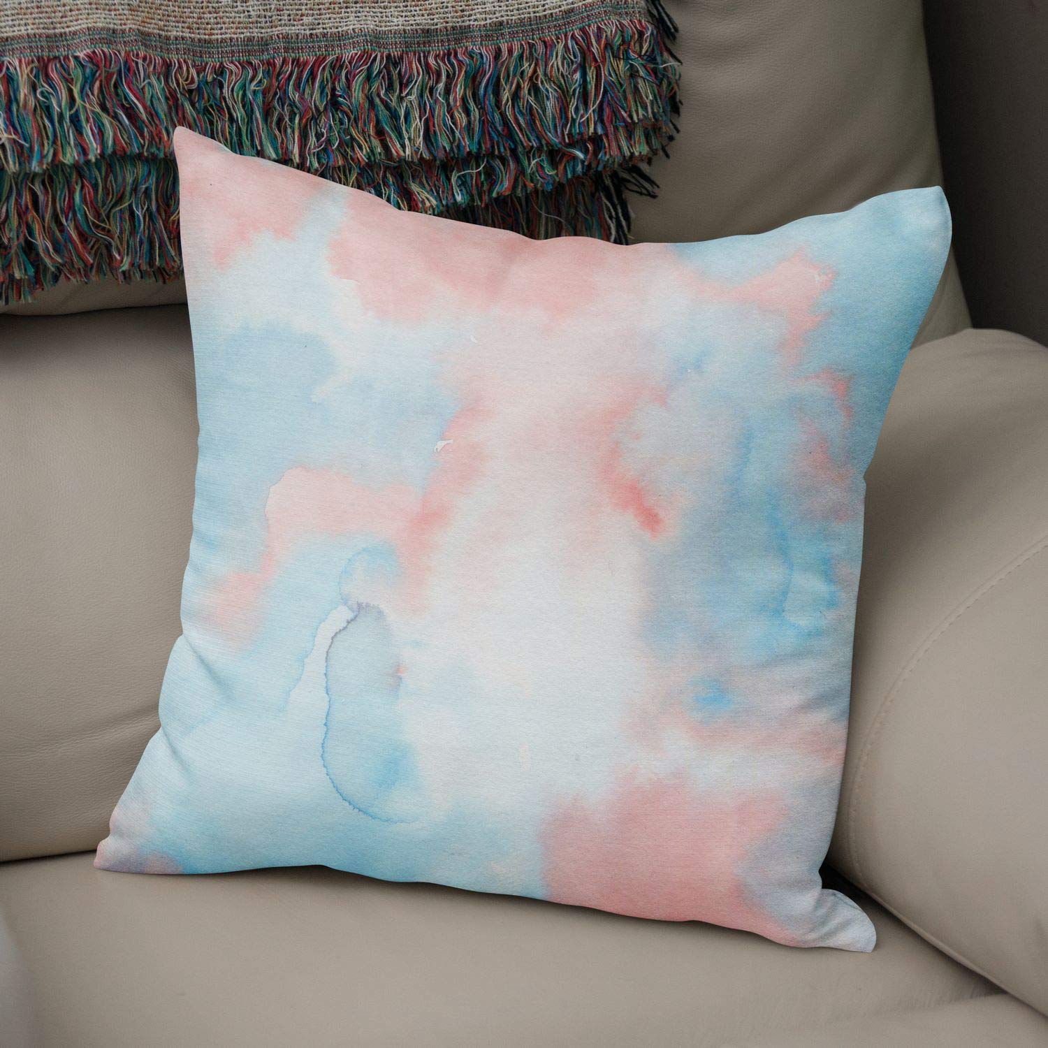 Bonamaison Decorative Cushion Cover Watercolor Theme, Throw Pillow Covers, Home Decorative Pillowcases for Livingroom, Sofa, Bedroom, Size:43X43 Cm - Designed and Manufactured in Turkey
