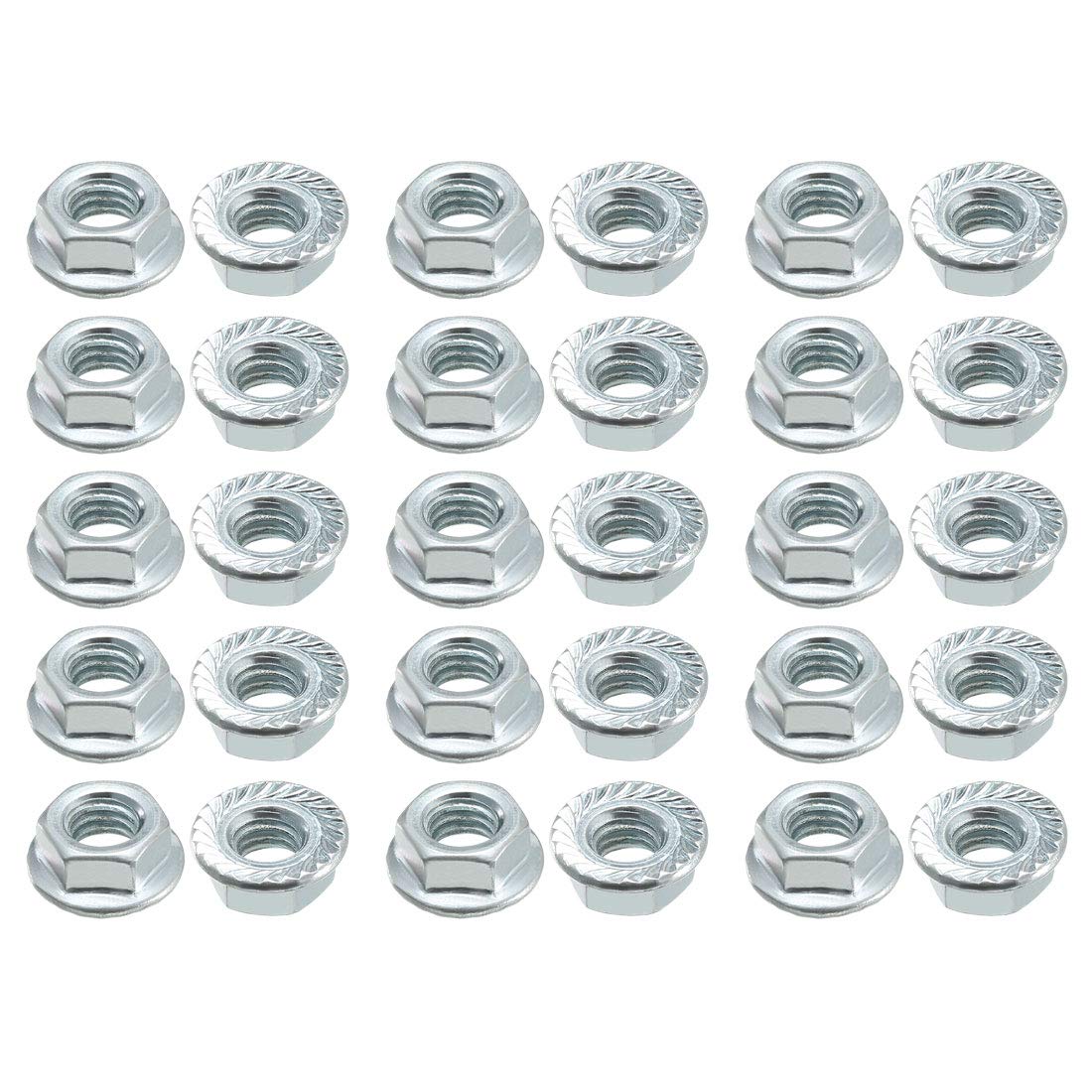 sourcing map 5/16-18 Serrated Flange Hex Lock Nuts, Carbon Steel 30 Pcs