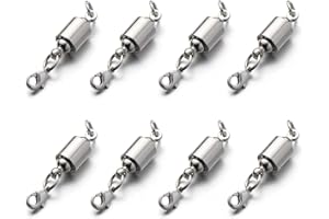 Zpsolution Screw Locking Magnetic Necklace Clasps and Closures Safety Easy Jewelry Clasps 6mm Light and Small Keep The Clasp in Back 8pcs Silver