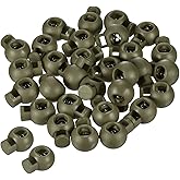 PATIKIL Cord Locks, 30 Pack Ball Spring Toggle Stopper for Drawstring Bag Shoelaces, Olive Drab