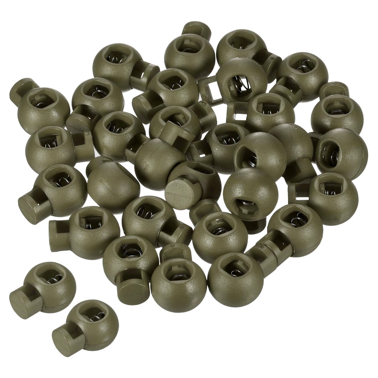 PATIKIL Cord Locks, 30 Pack Ball Spring Toggle Stopper for Drawstring Bag Shoelaces, Olive Drab