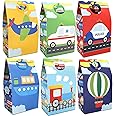 HaPiBiDesign 24 PCS Transportation Party Favor Bags with Stickers - Transport Party Candy Bags – Traffic Goodie Gift Treat Bags Transportation Themed Birthday Party Supplies