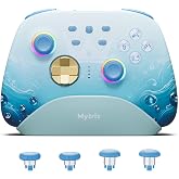 Mytrix Wireless Switch Pro Controllers with Charging Dock, Bluetooth Controller for Nintendo Switch/Lite/OLED with Hall Effect Joysticks &amp; Trigger, Compatible with PC/iOS/Android/Steam (Aqua Blue)